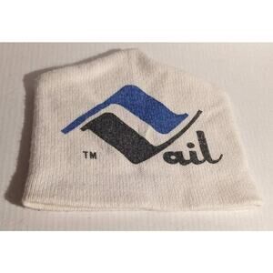 Vintage Vail Ski Resort White Knit Adult Beanie Colorado Travel Souvenir